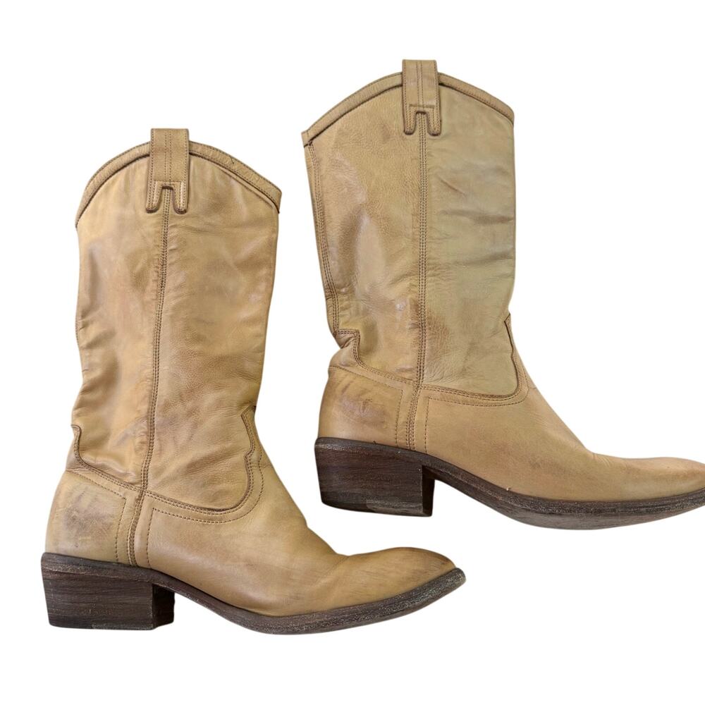 Frye Women’s Tan Cognac Leather Western Pull-On Boots Size 8.5 Style 77685 - Picture 10 of 14